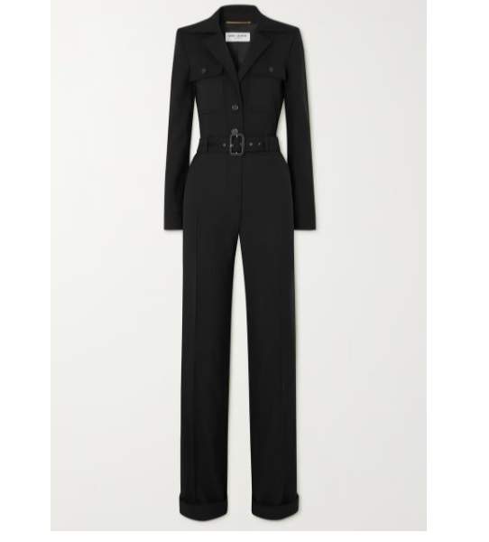 Net-A-Porter Saint Laurent Belted Wool Jumpsuit