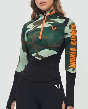 Firm abs Half Zip Long Sleeve Top