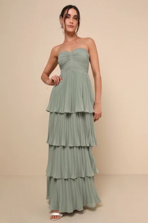 Strapless Tiered Maxi Dress Lulus