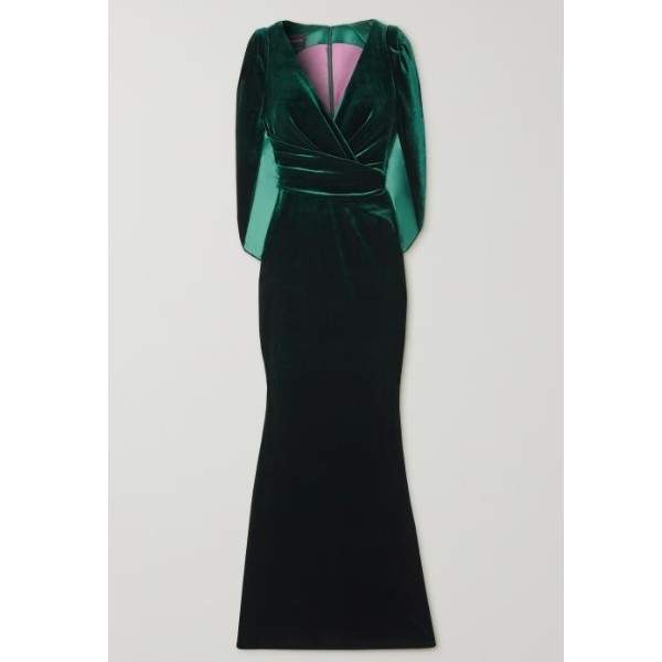 Net-A-Porter Talbot Runhof Cape-Effect Stretch-Velvet Gown Review