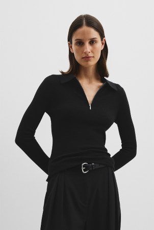 country road Wool Silk Collared Knit